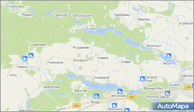 mapa Kołatka gmina Pobiedziska, Kołatka gmina Pobiedziska na mapie Targeo