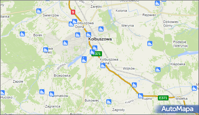 mapa Kolbuszowa Górna, Kolbuszowa Górna na mapie Targeo