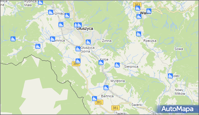 mapa Kolce, Kolce na mapie Targeo