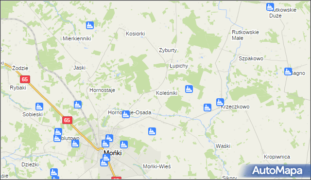 mapa Koleśniki gmina Mońki, Koleśniki gmina Mońki na mapie Targeo