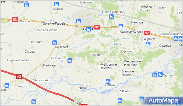 mapa Kolno gmina Golina, Kolno gmina Golina na mapie Targeo