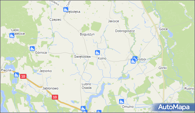 mapa Kolno gmina Wałcz, Kolno gmina Wałcz na mapie Targeo