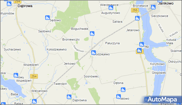 mapa Kołodziejewo, Kołodziejewo na mapie Targeo