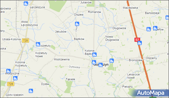 mapa Kolonia Bądków, Kolonia Bądków na mapie Targeo