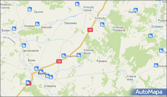 mapa Kolonia Boćki, Kolonia Boćki na mapie Targeo