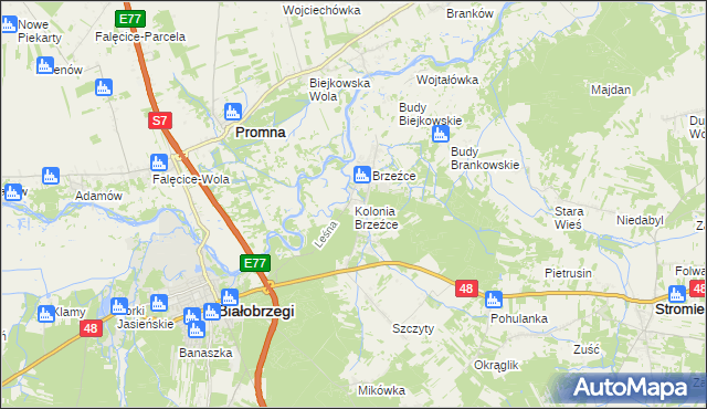 mapa Kolonia Brzeźce, Kolonia Brzeźce na mapie Targeo