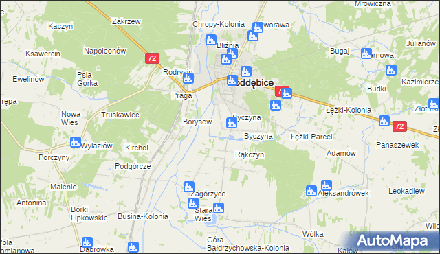 mapa Kolonia Byczyna, Kolonia Byczyna na mapie Targeo