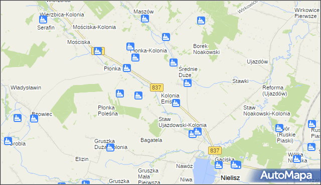 mapa Kolonia Emska, Kolonia Emska na mapie Targeo