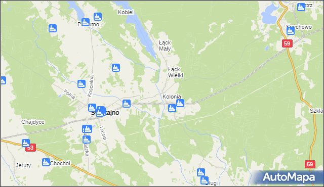 mapa Kolonia gmina Świętajno, Kolonia gmina Świętajno na mapie Targeo