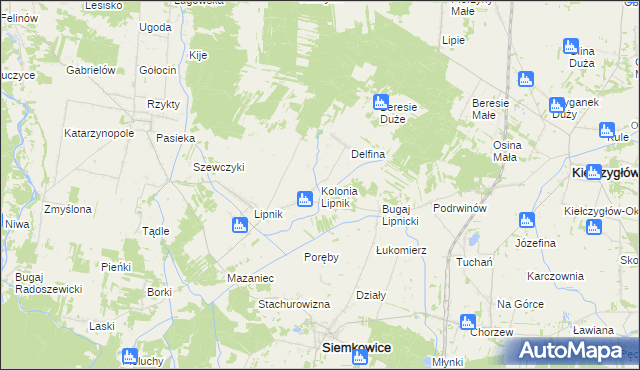 mapa Kolonia Lipnik gmina Siemkowice, Kolonia Lipnik gmina Siemkowice na mapie Targeo
