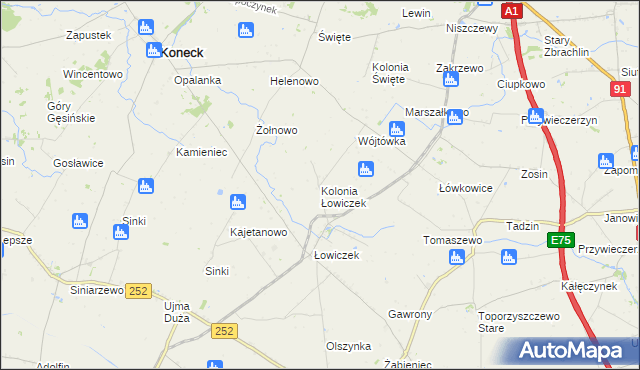 mapa Kolonia Łowiczek, Kolonia Łowiczek na mapie Targeo