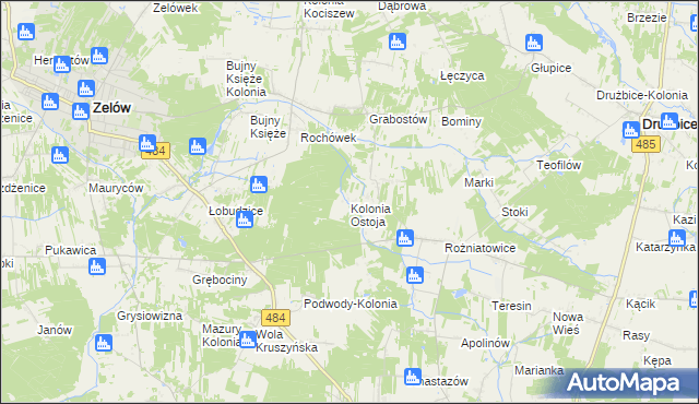 mapa Kolonia Ostoja, Kolonia Ostoja na mapie Targeo