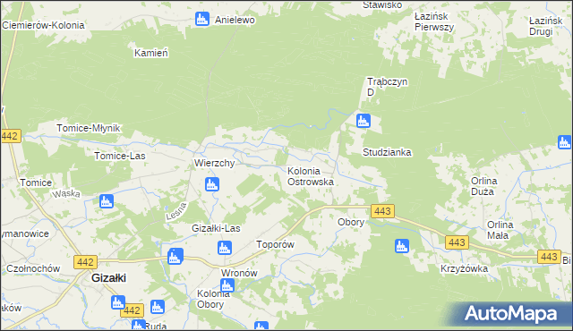 mapa Kolonia Ostrowska, Kolonia Ostrowska na mapie Targeo