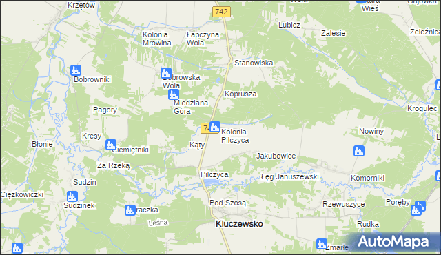 mapa Kolonia Pilczyca, Kolonia Pilczyca na mapie Targeo