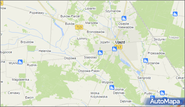 mapa Kolonia Ujazd, Kolonia Ujazd na mapie Targeo