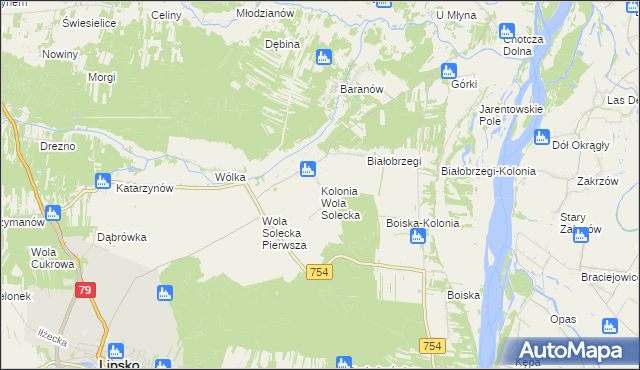 mapa Kolonia Wola Solecka, Kolonia Wola Solecka na mapie Targeo