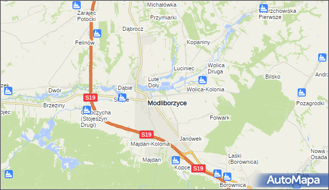 mapa Kolonia Zamek, Kolonia Zamek na mapie Targeo