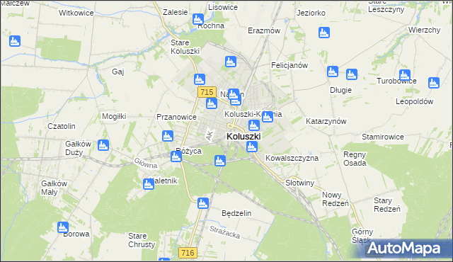 mapa Koluszki, Koluszki na mapie Targeo