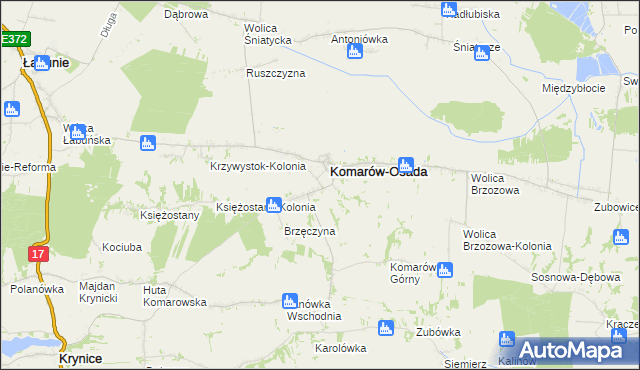 mapa Komarów Dolny, Komarów Dolny na mapie Targeo