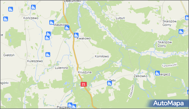 mapa Komiłowo, Komiłowo na mapie Targeo