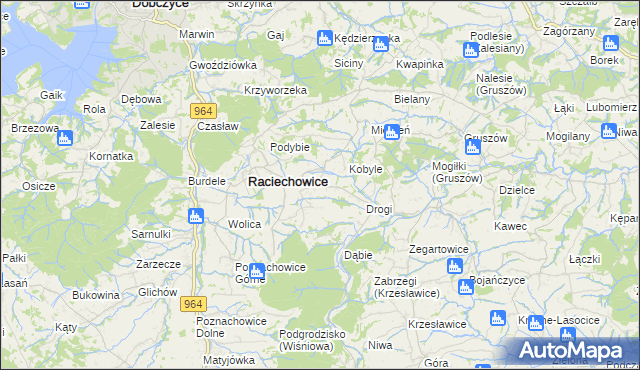 mapa Komorniki gmina Raciechowice, Komorniki gmina Raciechowice na mapie Targeo