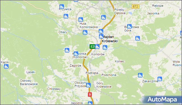 mapa Komorów gmina Majdan Królewski, Komorów gmina Majdan Królewski na mapie Targeo