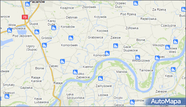 mapa Komorów gmina Pacanów, Komorów gmina Pacanów na mapie Targeo