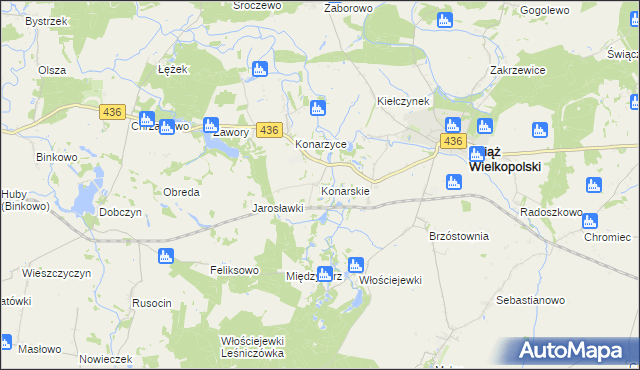 mapa Konarskie gmina Książ Wielkopolski, Konarskie gmina Książ Wielkopolski na mapie Targeo