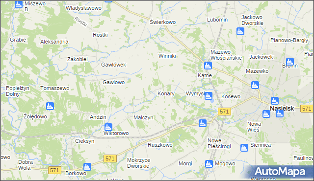 mapa Konary gmina Nasielsk, Konary gmina Nasielsk na mapie Targeo