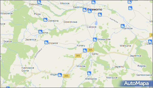 mapa Konary gmina Przeworno, Konary gmina Przeworno na mapie Targeo