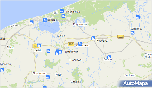 mapa Konarzewo gmina Karnice, Konarzewo gmina Karnice na mapie Targeo