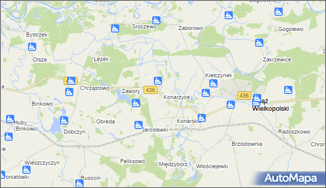 mapa Konarzyce gmina Książ Wielkopolski, Konarzyce gmina Książ Wielkopolski na mapie Targeo