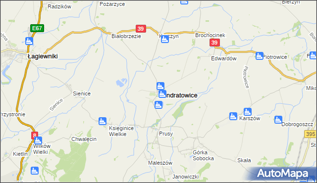 mapa Kondratowice, Kondratowice na mapie Targeo