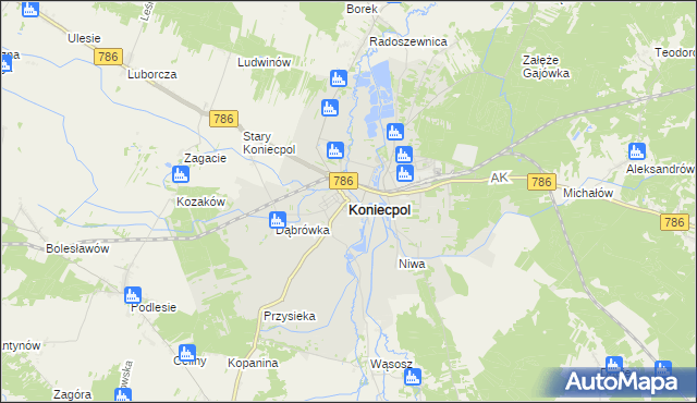 mapa Koniecpol, Koniecpol na mapie Targeo