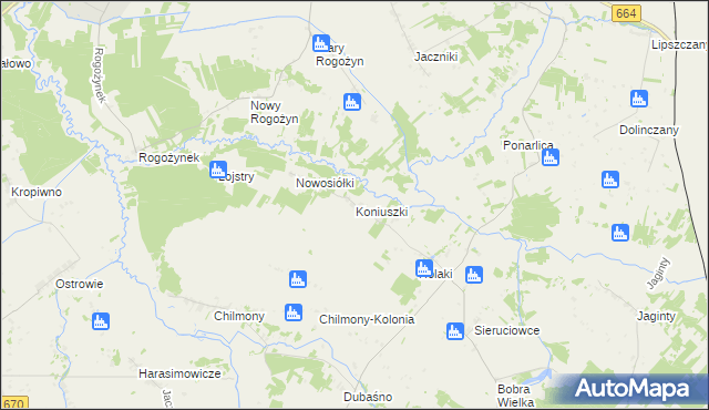 mapa Koniuszki gmina Nowy Dwór, Koniuszki gmina Nowy Dwór na mapie Targeo