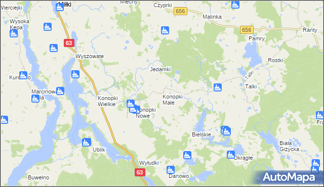 mapa Konopki Małe, Konopki Małe na mapie Targeo