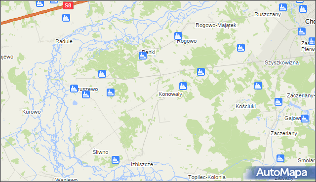 mapa Konowały, Konowały na mapie Targeo