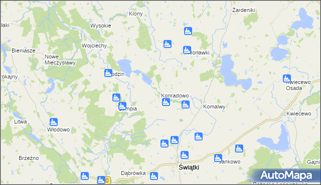 mapa Konradowo gmina Świątki, Konradowo gmina Świątki na mapie Targeo