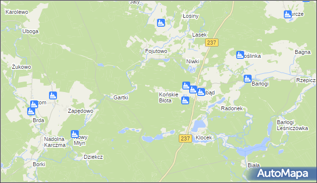 mapa Końskie Błota, Końskie Błota na mapie Targeo