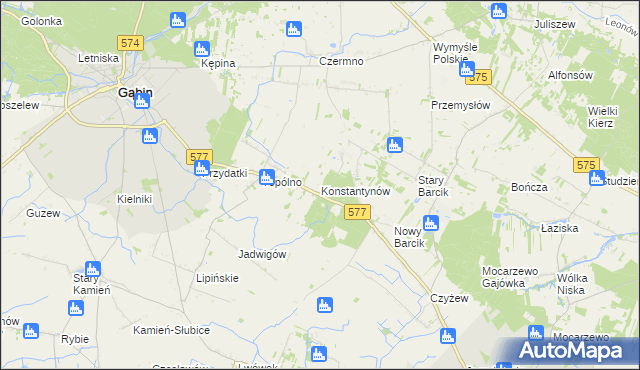 mapa Konstantynów gmina Gąbin, Konstantynów gmina Gąbin na mapie Targeo