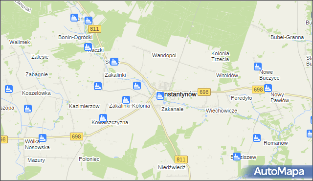 mapa Konstantynów powiat bialski, Konstantynów powiat bialski na mapie Targeo