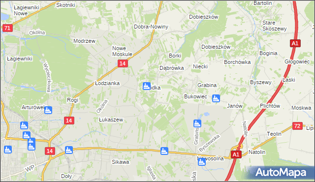 mapa Kopanka gmina Nowosolna, Kopanka gmina Nowosolna na mapie Targeo