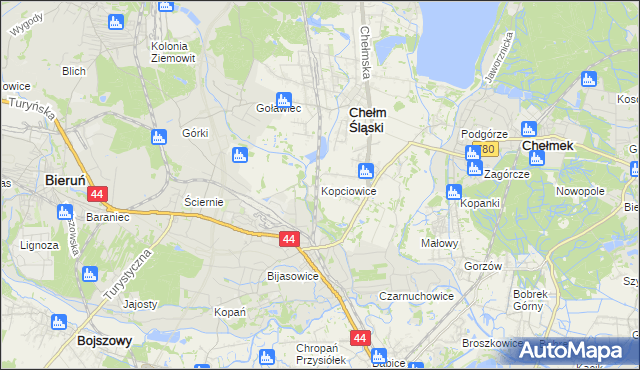 mapa Kopciowice, Kopciowice na mapie Targeo