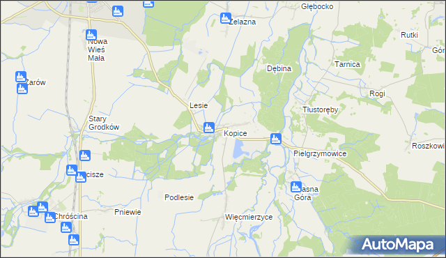 mapa Kopice gmina Grodków, Kopice gmina Grodków na mapie Targeo