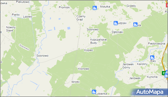 mapa Kopiec gmina Sztabin, Kopiec gmina Sztabin na mapie Targeo