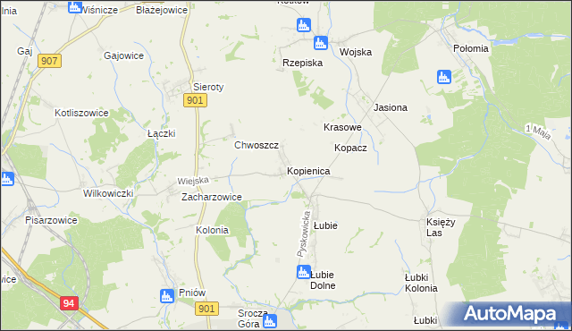 mapa Kopienica, Kopienica na mapie Targeo