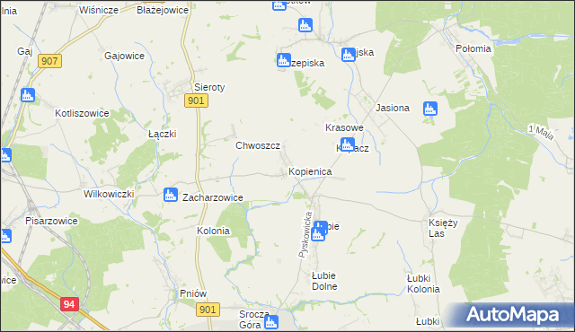 mapa Kopienica, Kopienica na mapie Targeo