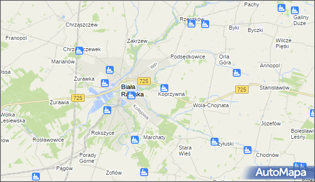 mapa Koprzywna, Koprzywna na mapie Targeo