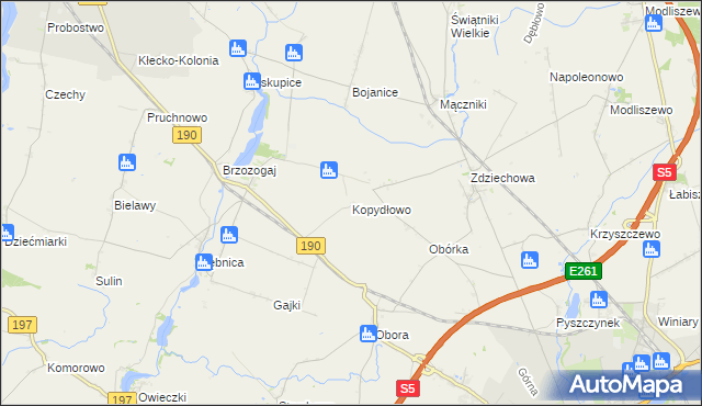 mapa Kopydłowo gmina Kłecko, Kopydłowo gmina Kłecko na mapie Targeo