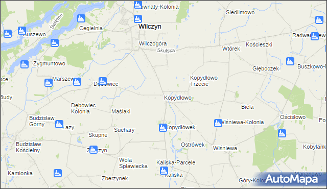 mapa Kopydłowo gmina Wilczyn, Kopydłowo gmina Wilczyn na mapie Targeo